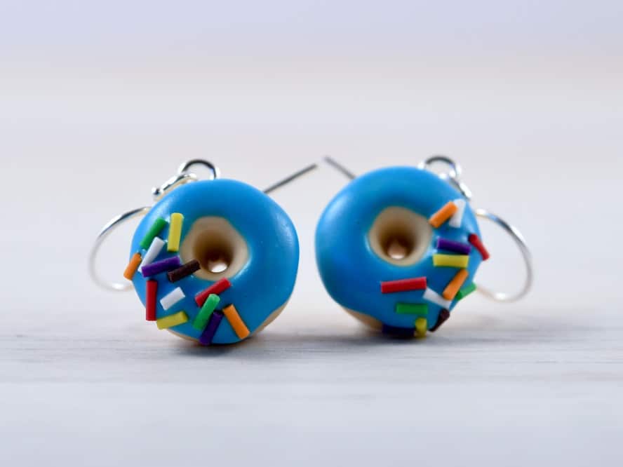 Boucles d'oreilles donuts bleus