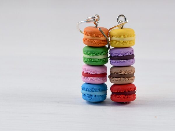 Boucles d'oreilles macarons multicolores Argent 925