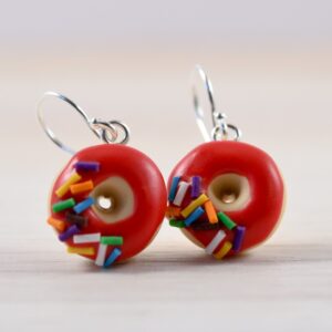 Boucles d'oreilles donuts rouges