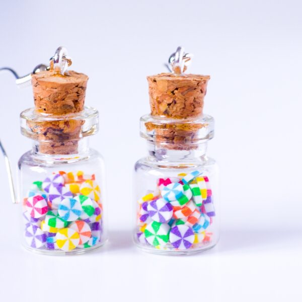 Boucles d'oreilles bocaux de bonbons multicolores Argent 925