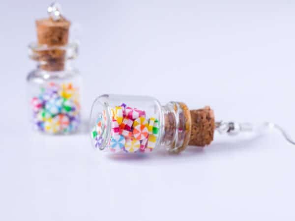 Boucles d'oreilles bocaux de bonbons multicolores Argent 925