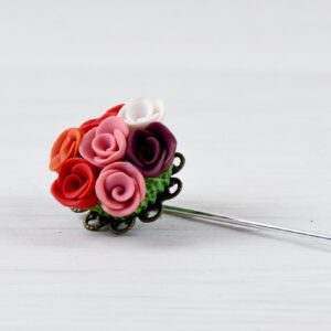 Broche fibule bouquet de roses