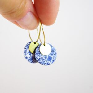 Boucles d'oreilles créoles azulejos bleu multi
